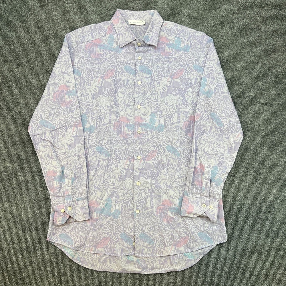 Etro Shirt Mens 41 Long Sleeve Button Down Floral Multicolor